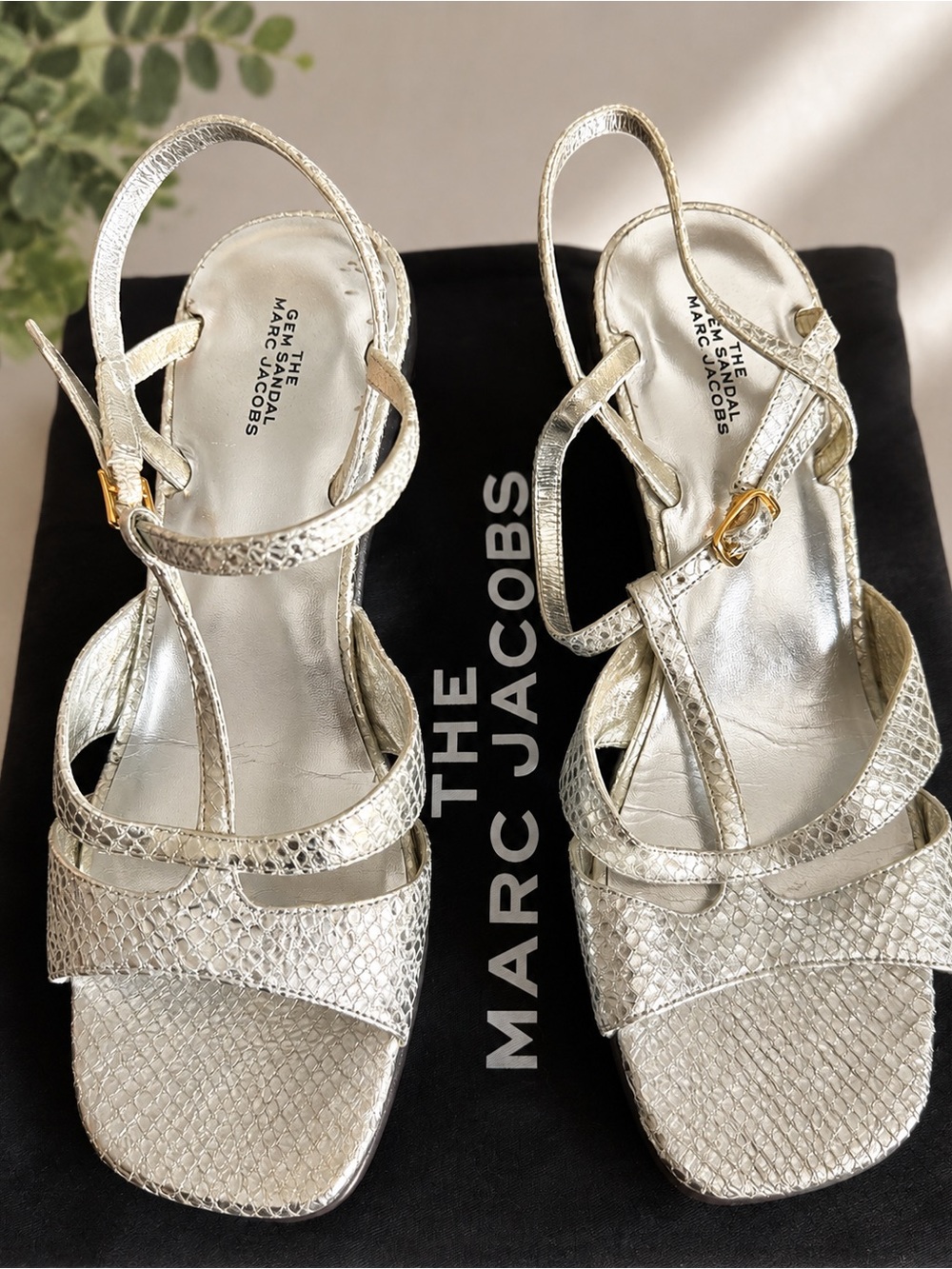 Marc Jacobs Silver Metallic Strappy Sandals